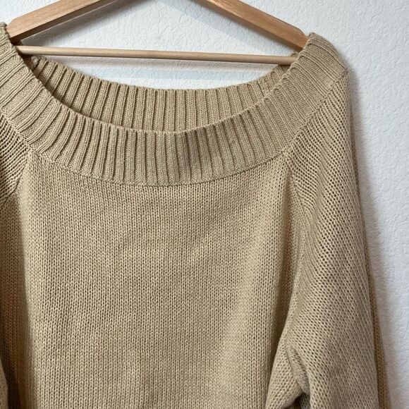 WeWoreWhat Creme Brulee Beige Off The Shoulder Knit Sweater Women's Size Large - Picture 3 of 6
